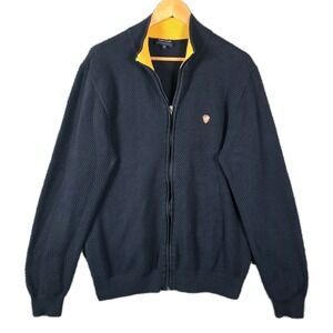 Giorgio Di Mare Yachting Zip Up Sweater XL Navy Blue Preppy Tennis Academia